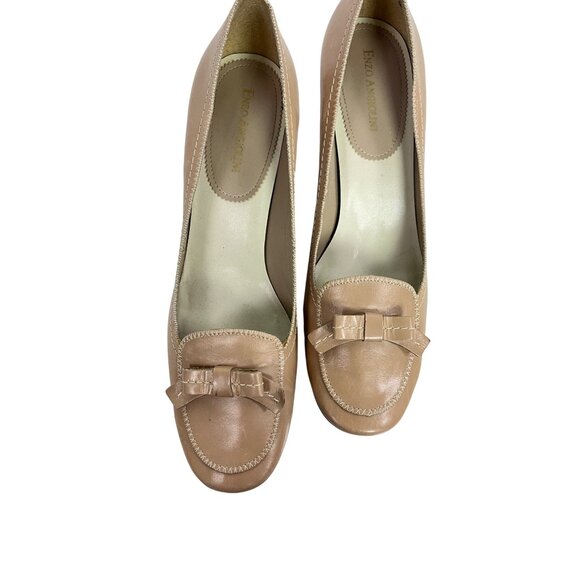 Enzo Angiolini Beige Tan Leather Kitten Heels Classic Women Office Shoes 10 - Picture 8 of 11